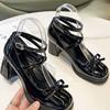 2025 Mary Jane Shoes for Women High Heels Luxury Small Leather Shoes for Women Black Lolita Shoe Sweet Party Shoes Pumps