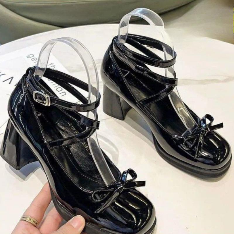 Fashion 2025 Mary Jane Shoes for Women Fashion High Heels Luxury Small Leather Shoes for Women Black Lolita Shoe Sweet Party Shoes Pumps