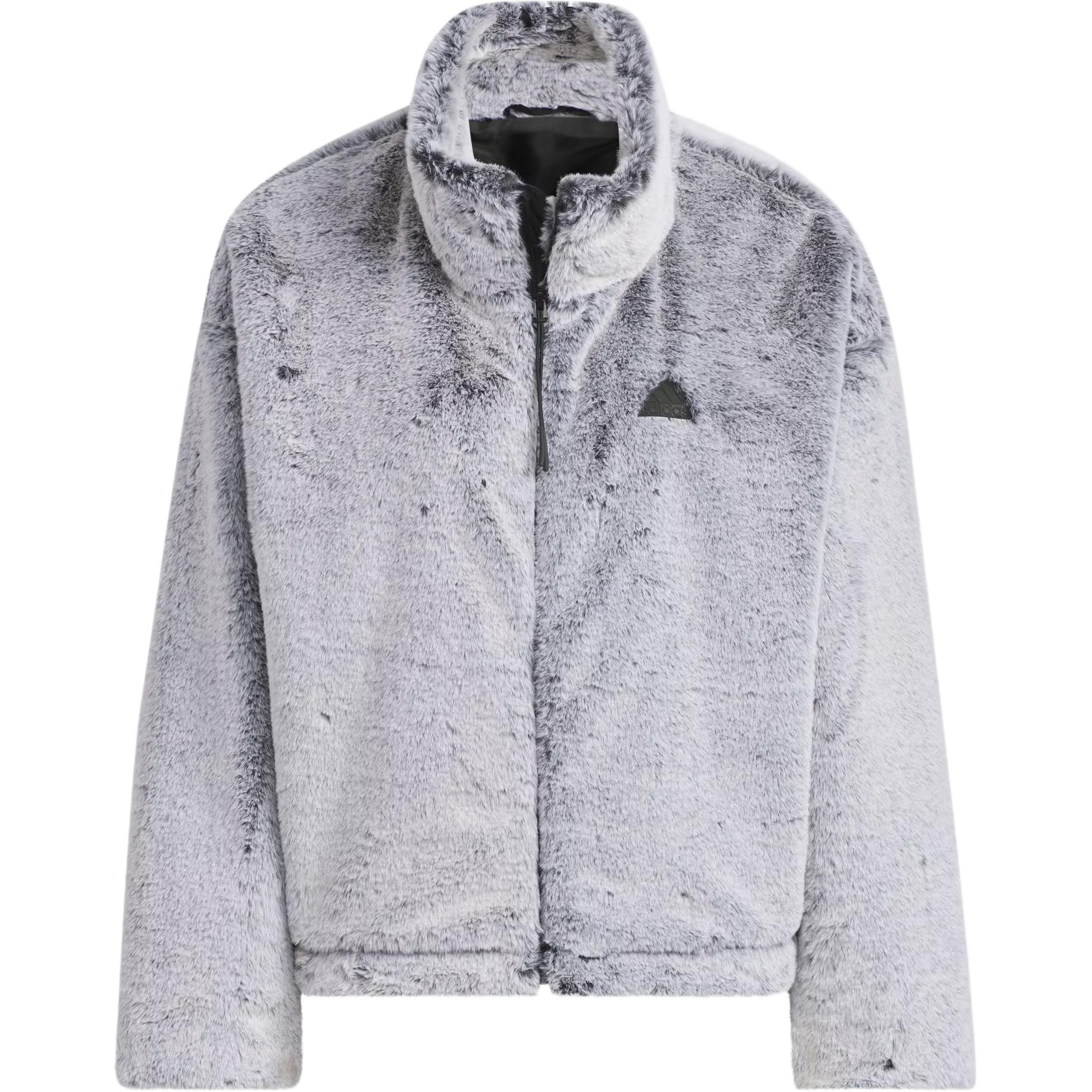 

Adidas Dance Series Plush Fur Jacket Warm Comfortable Long Sleeve Casual Sports Coat Women Black Magenta JJ1081 XL