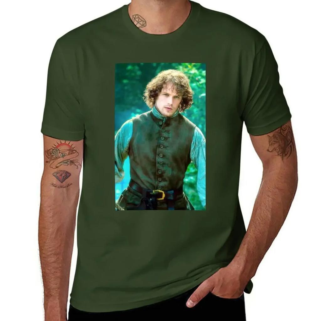 Sam Heughan T-shirt nieuwe editie schattige tops Koreaanse mode t-shirts voor mannen pak