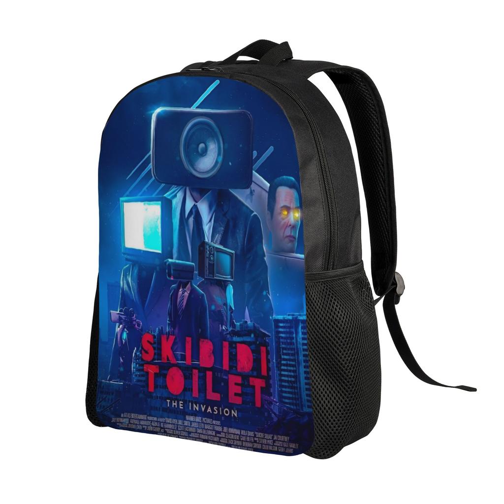 Skibidi Toilette Rucksack für Männer Frauen Lässig High School Arbeit Tagesrucksack Anime Cartoon Kameramann Titan Laptop Leinwandtaschen Sport