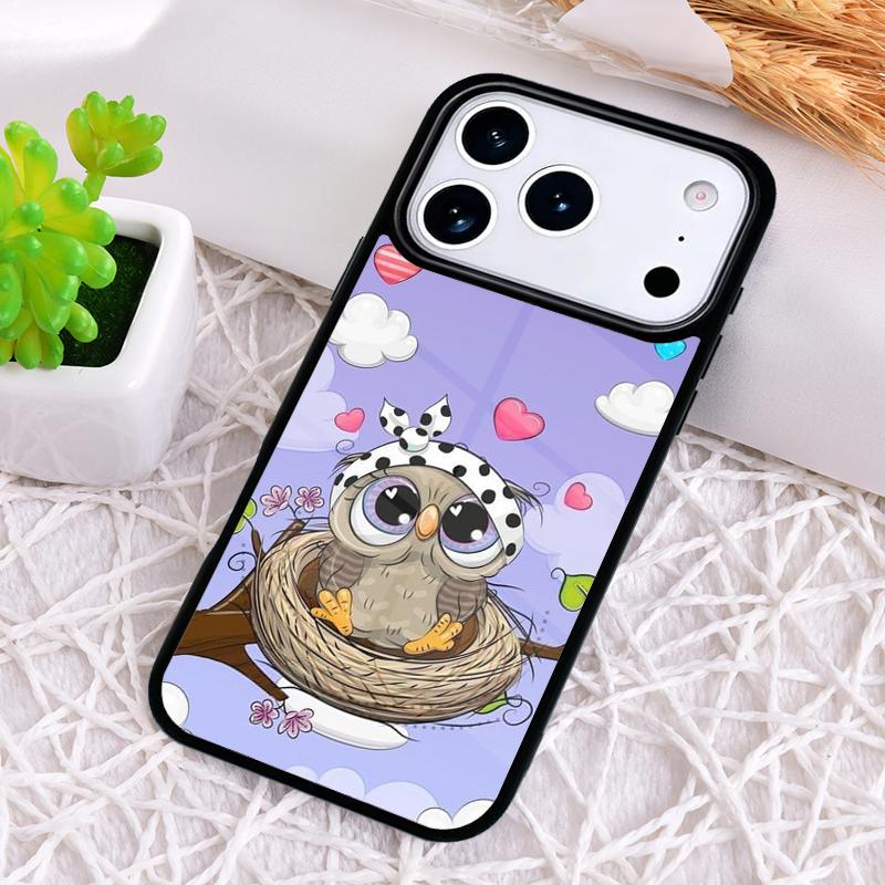 Cute Cartoon Owl Phone Case for iPhone 17 Air 16 15 11 12 14 13 Pro Max Shockproof Cover