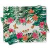 4/6pcs Tropical Plants Hibiscus Flower Table Mats, Spring And Summer Floral Palm Leaves Monstera Butterfly Dining Place Mats for Table Decoration, Haw