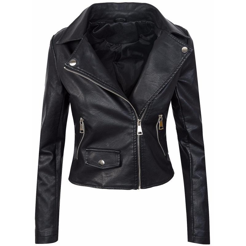 Jaquetas Motociclista Femininas Couro Sintético Preto Jaqueta Aviador Nova Curta Inverno Outono Punk Vintage Feminina Jaqueta de Couro