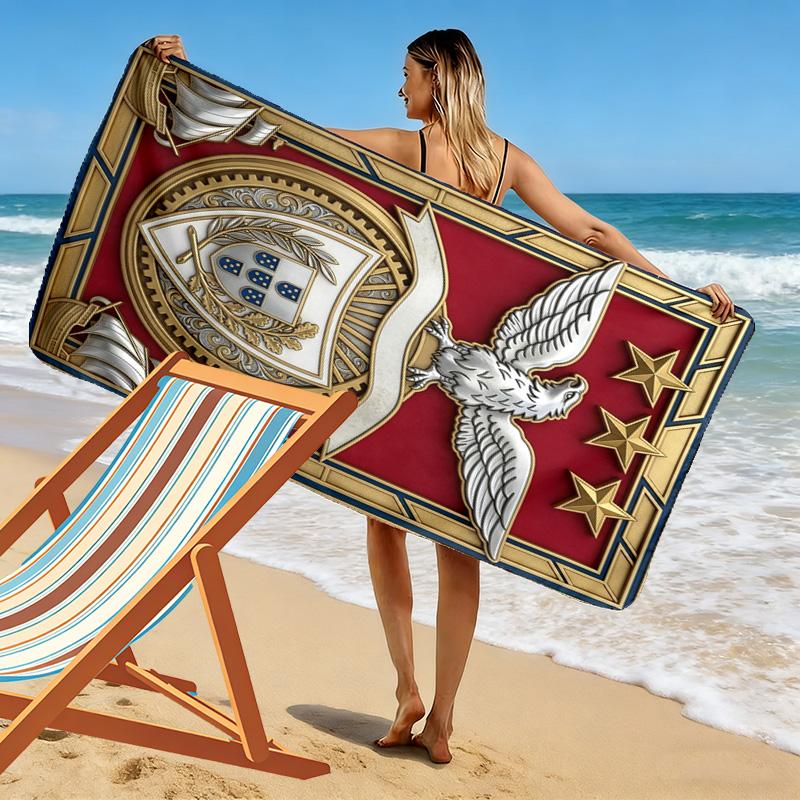 Portugal National Team Emblem Beach Towel Outdoor Camping Portable for Travel Quick-drying Swim Towel Absorbent Bath Towel Seaside Fashion