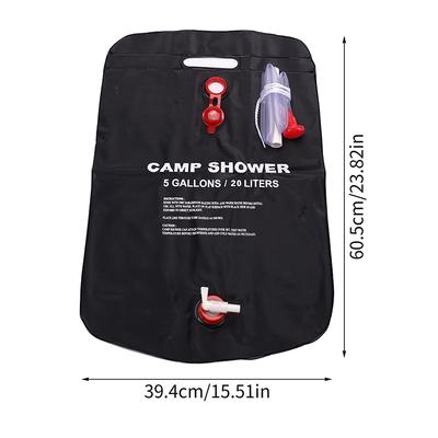 20L Foldable Solar Shower Bag 1pc - Outdoor Bath Water Bag, Camping Sun Compact Heated Water Shower Bag, Outdoor Shower Tool