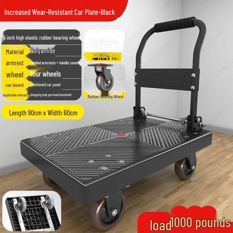 Compact Folding Four-Wheel Cart for Silent Goods Transport