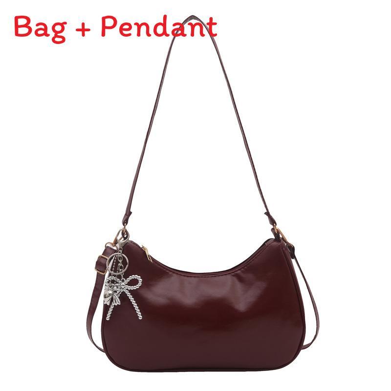 Street Style Pu Small Crossbody Bag With Solid Color And Bow Shaped Pendant Design For Daily Use