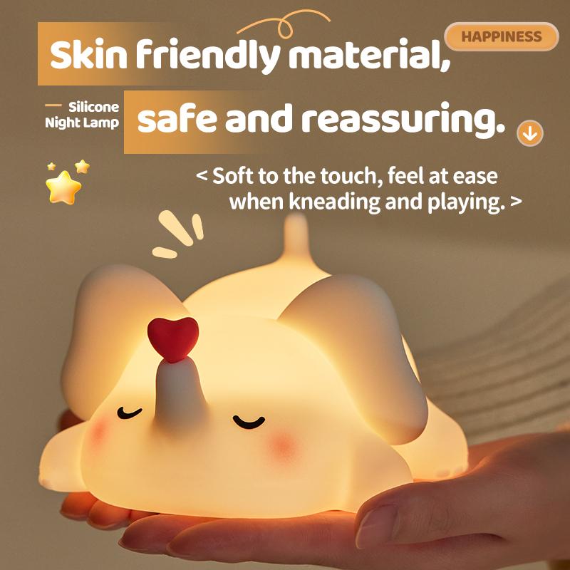 Cute Animal Led Night Light Bedroom Bedside Table Lamp for Nursery Toddler Kids Toy Birthday Gifs Silicone Rechargeable Portable