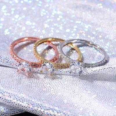 Trendige Kristall Zirkon Verlobung Krallen Design Ringe Für Frauen Weiblich Hochzeitsschmuck Accessoires Geschenk Mode Frauenringe