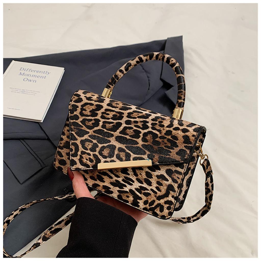 Módní malá čtvercová taška s leopardím potiskem, řetízková, všestranná taška přes rameno/crossbody
