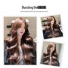 New Style Long Curly Caramel Brown Wig for Women - Middle Part, Natural Face Slimming Daily Wear