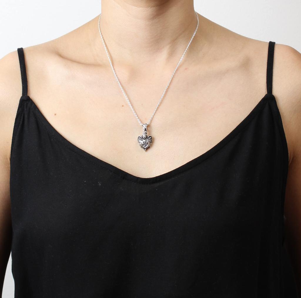 Angel Heart Pendant Top, Silver, for Women and Men