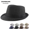 Summer Wool Knit Mesh Fedora Hat with Leather Band