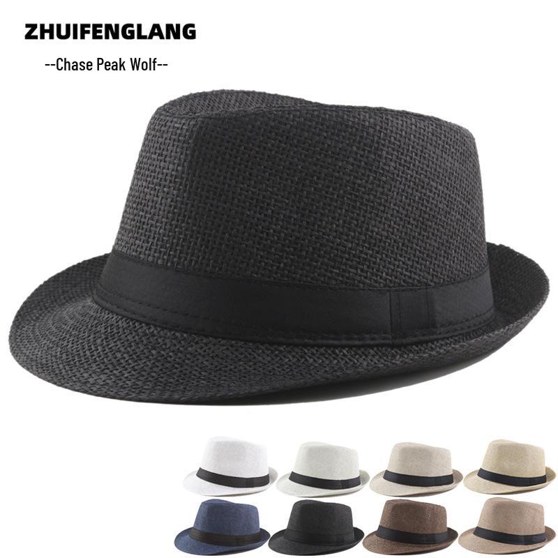 Summer Wool Knit Mesh Fedora Hat with Leather Band