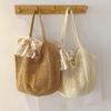 Summer Lace Bow Tote Bags Women Raffia Knitting Woven Shoulder Bag 2025 Rattan Large Casual Crochet Shopping Bag Ladies Handbag