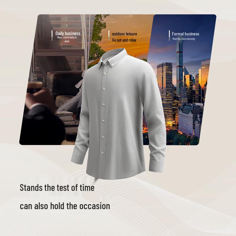 Hodo Men's 3A Antibacterial Tencel Linen Long Sleeve Shirt