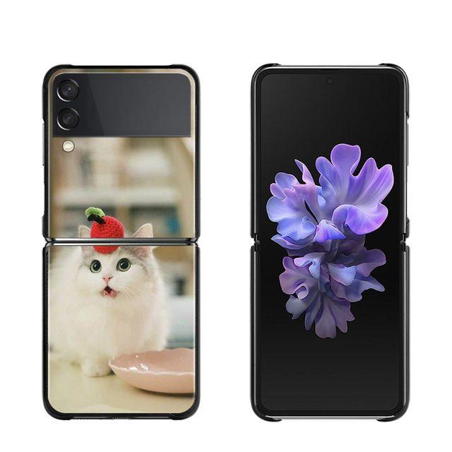 Cute Cat Kitten Phone Protective Case For Samsung Galaxy Z Flip3 5g Back Cases For Samsung Z Flip Capa Black Shell Fundas