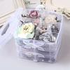 Non-Toxic 3-Tier Transparent Handle Adjustable Stackable Compartment Plastic Storage Box For Organizing Stamps Jewelry And Accessories