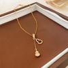 Minimalist Titanium Steel Clavicle Necklace with Pearl Pendant for Women - Versatile Cold Style Fashion Jewelry