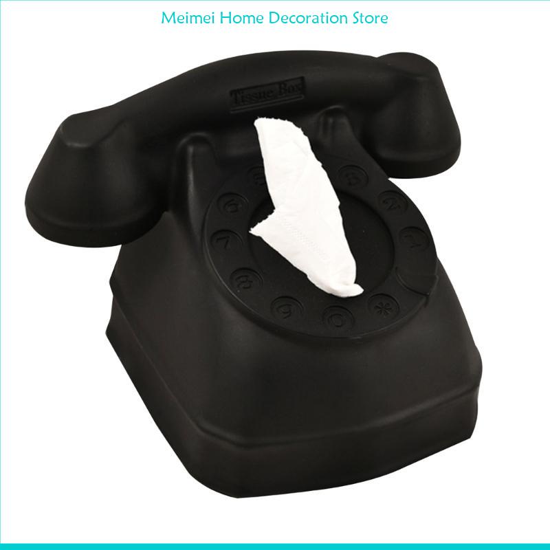 Unique Telephone Model Tissue Box PVC Craft Paper Case for Home and Office Use