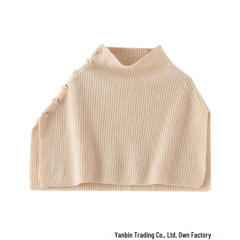 Cross-Stitch Button-Up Shawl for Women - Autumn/Winter Warm Knit Wool Scarf & Pullover Outerwear