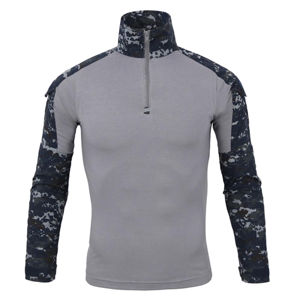 Bărbați Tactics Camuflaj cu mânecă lungă Beefy Muscle Basic Solid Bluză Tricou Top