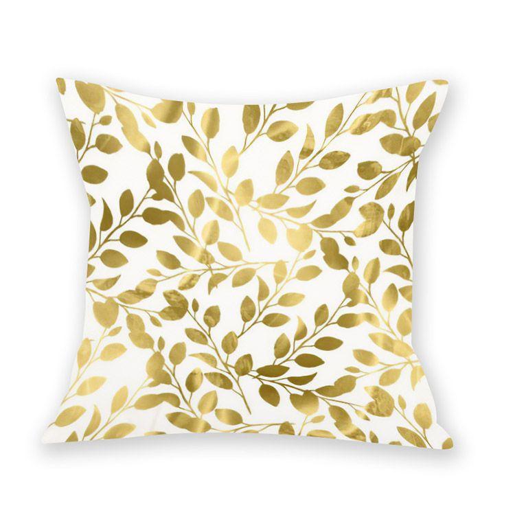 Printed Imitation Gold-pinning Plush Creative Leaf Pillowcase Style Pillow Waist Sofa Decoration