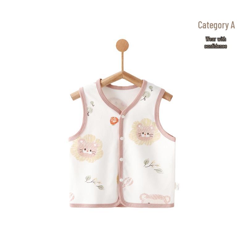 Spring Festival Cartoon Baby Vest - Red, Padded, Pure Cotton for Boys & Girls