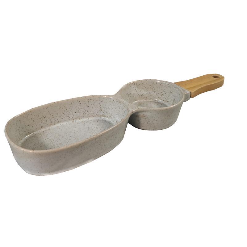 Nordic Creative Hotel Bowls and Chopsticks Commercial Stoneware Dried Fruit Plate Household Bamboo Handle Separate Snack Plate