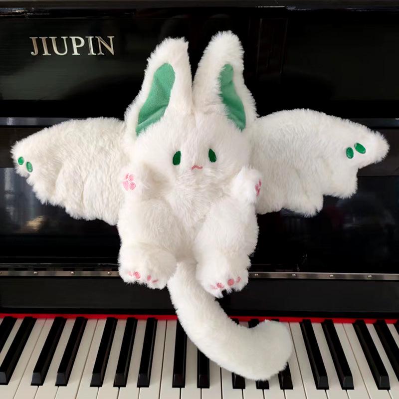 

Bat Rabbit Plush - Cute Flying Rabbit Transforms into Big White Doll Little Fu Zhu 15cm 65g Keychain