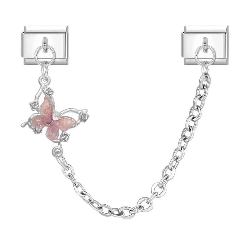 Simple Design Butterfly Star Heart Tassel Chain Pendant Italian Charm Links Fit 9MM Stainless Steel Bracelet DIY Making Jewelry
