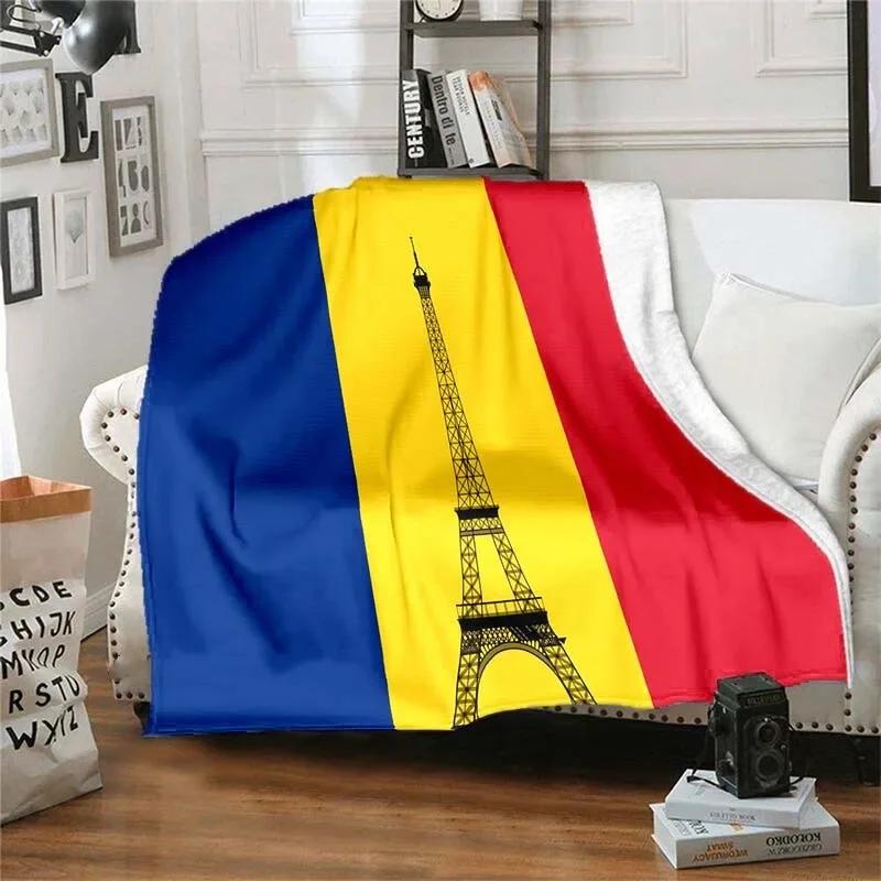 Eiffel Tower Retro Style Flannel Plush Throw Blanket Creative Soft Warm Lightweight Home Sofa Bed Decor Office Travel Gifts