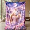 Magical Unicorn and Angel Theme Blanket Lightweight Warm Flannel Blanket Decorative Throw Blanket for Home Decoration