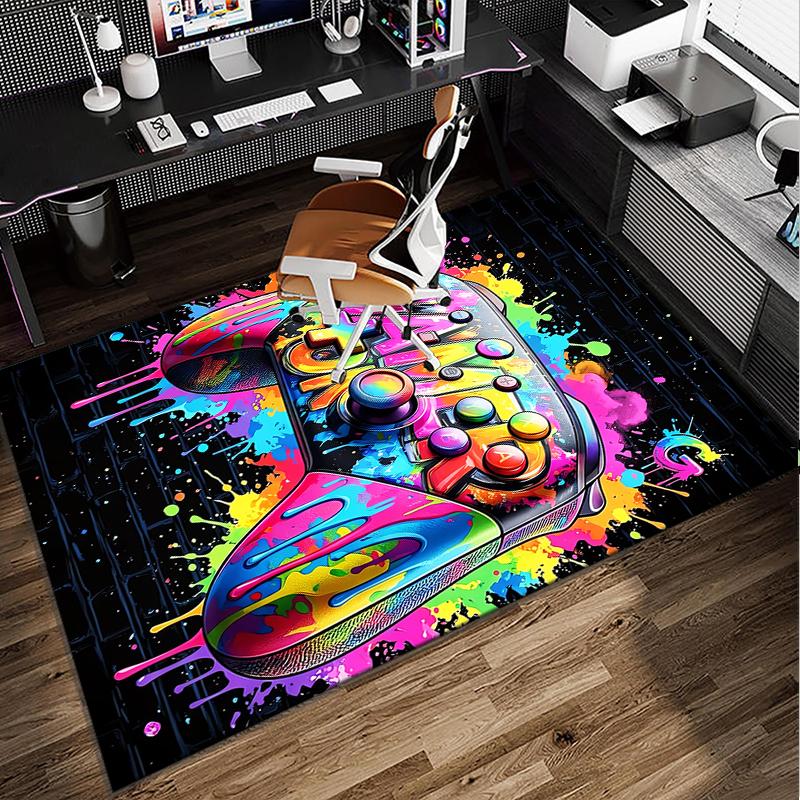 Neon Gaming Controller Office Rug Chair Mat, Game Carpet, Suitable for Front Door, Bedroom, Living Room, Desk, Holiday Gift