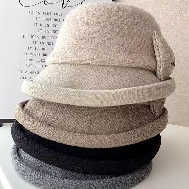 Women'S Fashion Knit Fabric Fisherman Hat, Lightweight Fall & Winter Warm Basin Cap, Hand Wash Only, Elegant Mother'S Hat