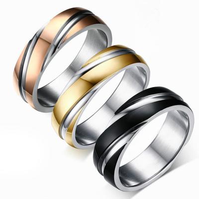 Japanese and Korean Personality Simple Titanium Steel Wild Double Chute Ring