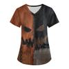 Women's Printing Uniform Work Uniform V-neck Pockets Basic Short Sleeve Pullover Top