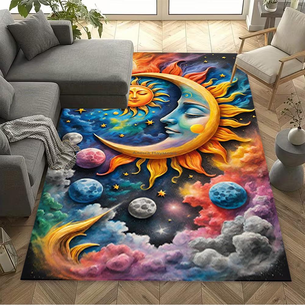 Sun and Moon Design Rug Home Carpet Non Slip Office Decor Gift Living Room Bedroom