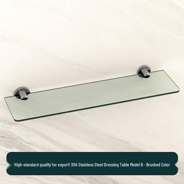 Stainless Steel Bathroom Towel Rack Set with Mirror Shelf & Nail-Free Installation
