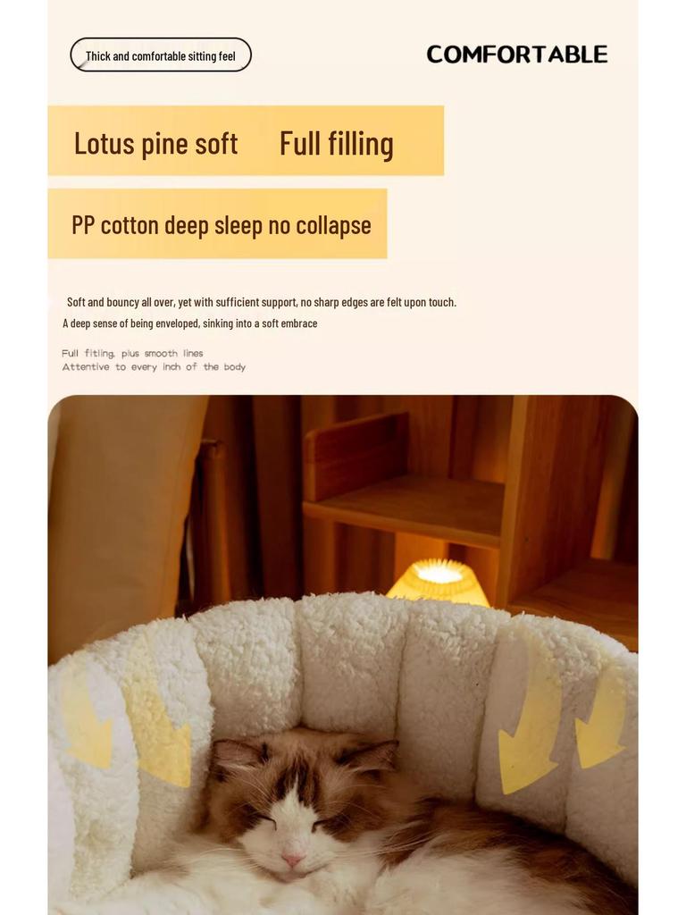 Cozy Winter Nest: Warming Bed for Cats & Small Dogs