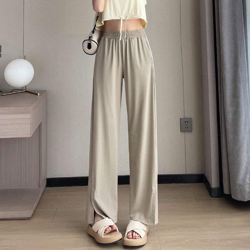 Women's Black Sun Protection Sportswear Set: Summer Quick-Dry Fitness Top & High-Waisted Wide-Leg Pants