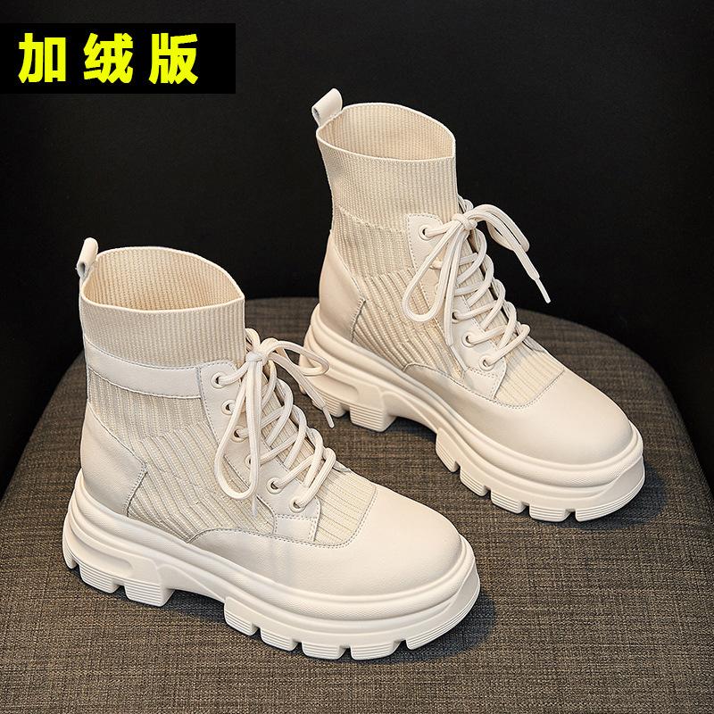 

Женские короткие сапоги на толстой подошве с внутренней высотой 40