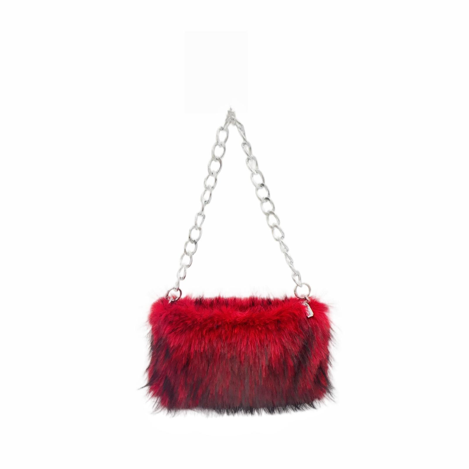 

Luxury Soft Faux Fur Handbags for Women s Winter Furry Plush Underarm Bags with Chain Female Clutch Shoulder Bag Evening Party