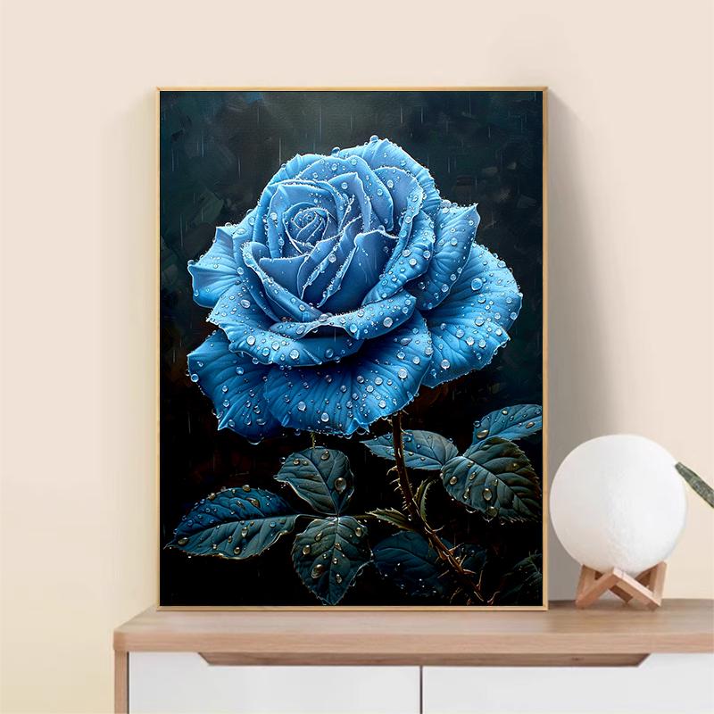 5d DIY Diamond Painting Cross Stitch Blue Rose Diamond Embroidery Flowers Mosaic Full Round Drill Home Decor