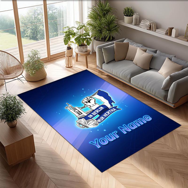 Hertha Bsc Printed Crystal Velvet Rug Non‑Slip Crystal Velvet Carpet For Sofa Bedroom Indoor Home Decoration
