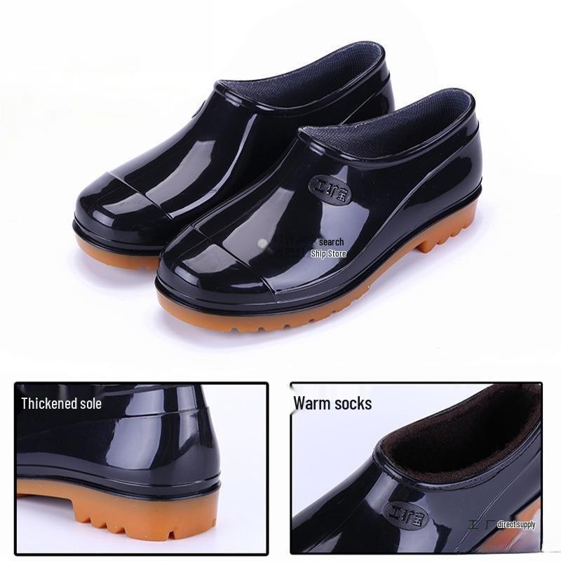 Men's Low-Cut Wear-Resistant Fashion Rain Boots: Non-Slip, Thickened Rubber Galoshes for Construction Sites