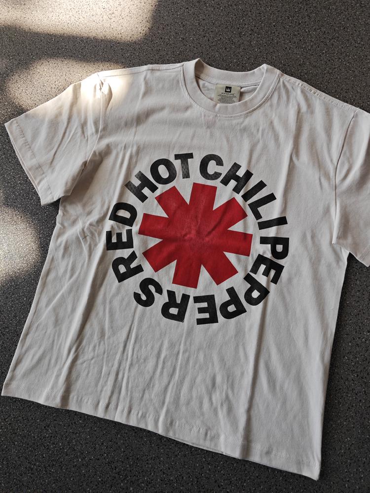 Men's Vintage Distressed Red Hot Chili Peppers Abstract Pattern T-Shirt