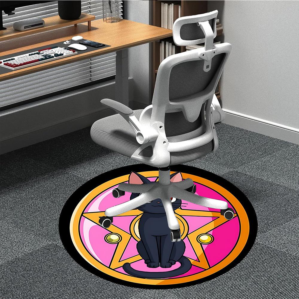 

1pc Sailor Moon Cat Office Round Area Rug, Indoor Mat Suitable For Office, Under Office Chairs Bedroom Living Room Home Decor, Room Deco165 80cm by 80cm