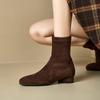 Women's Low-heeled Short Boots Autumn and Winter New Comfortable and Versatile Solid-color Thick-heeled Large-size Simple Short Boots
